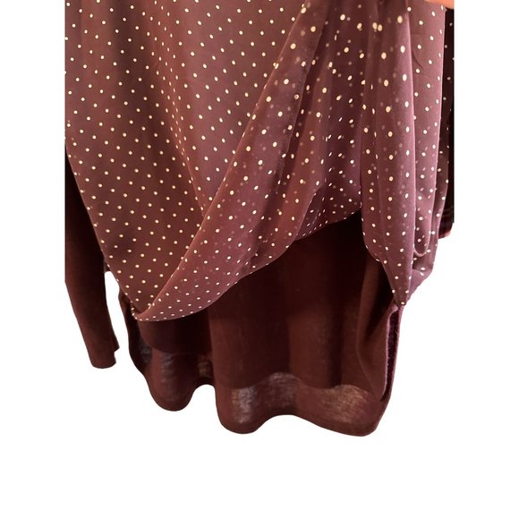 Ann Taylor size M purple knit with polka dot overlay long sleeve sweater - Picture 2 of 7